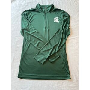 Michigan State Spartans Green Quarter Zip Athletic‎ Pullover Top Men's Small